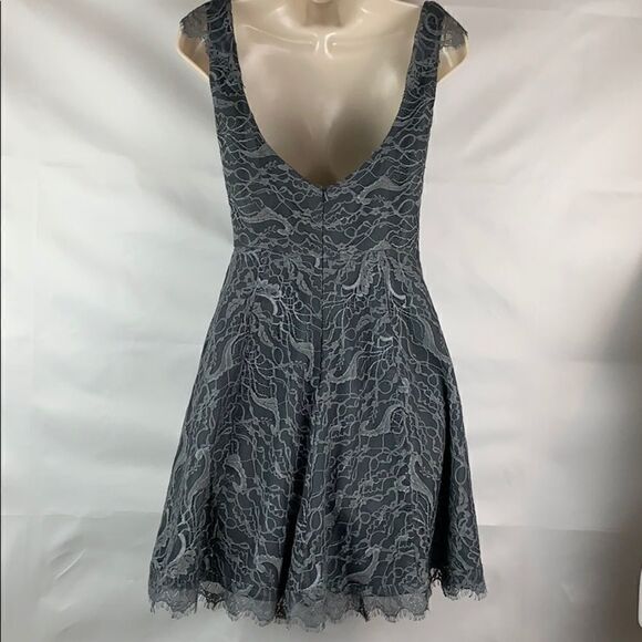 Jim Hjelm Occasions Grey lace fit and flare dress - Picture 5 of 8